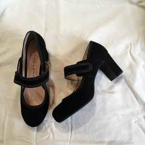 Mary Jane platform suede wedge pump
